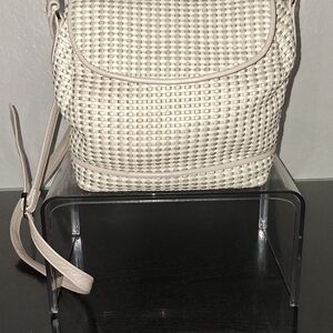 GANSON Chic Cream and Gray  Woven Women's Backpack